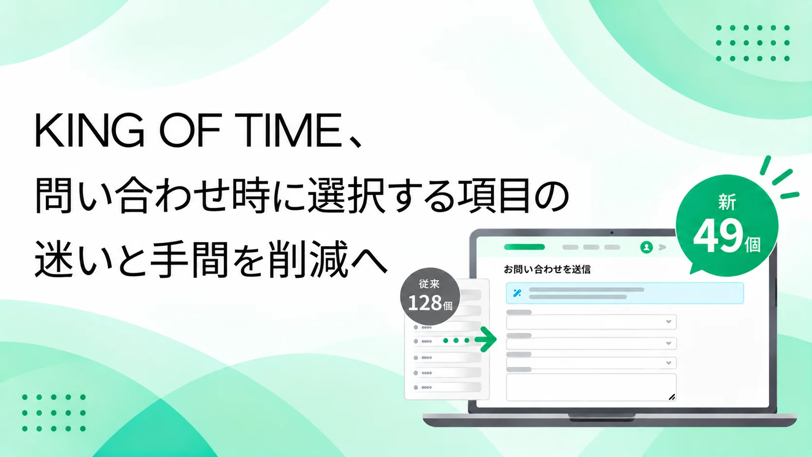 問い合わせ時に選択する項目の迷いと手間を削減へ